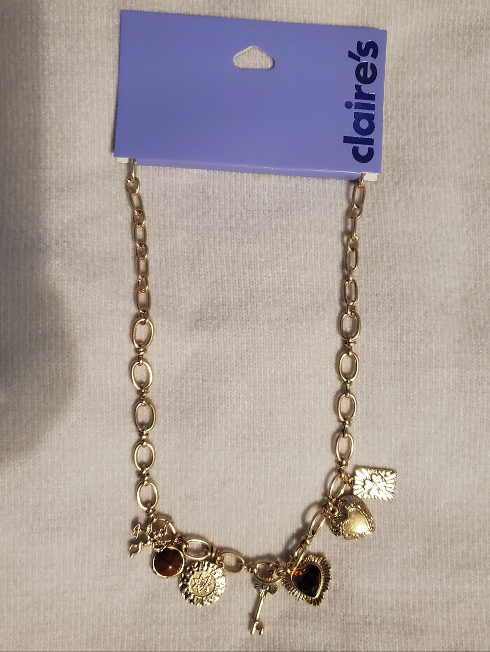 5 for $25 | NWT Claire's Gold Multi Charm Chain Necklace